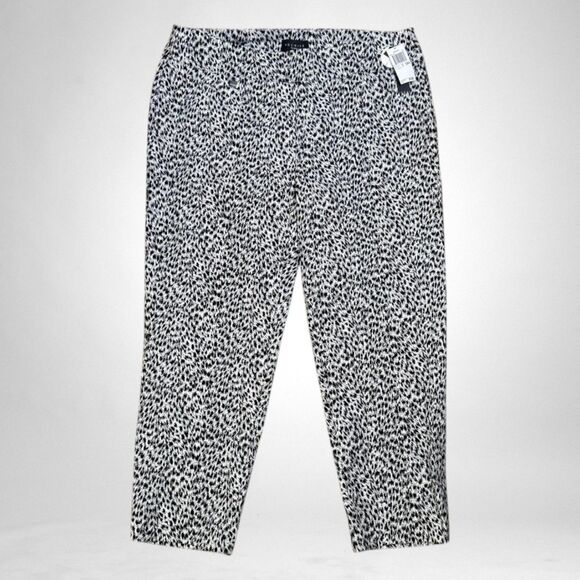 PREMISE Plus Bengaline Black & White Print Pull-On Stretch Ankle Slacks, NEW! 2X - Picture 1 of 8